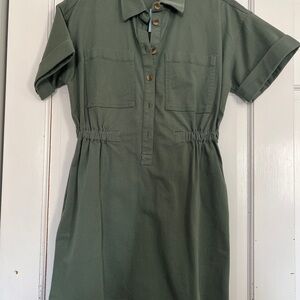 LOFT Olive Green Shirt Dress